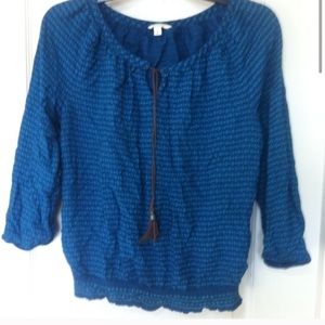 Sonoma cotton 3/4 sleeve elastic waist elastic cuff blouse size small